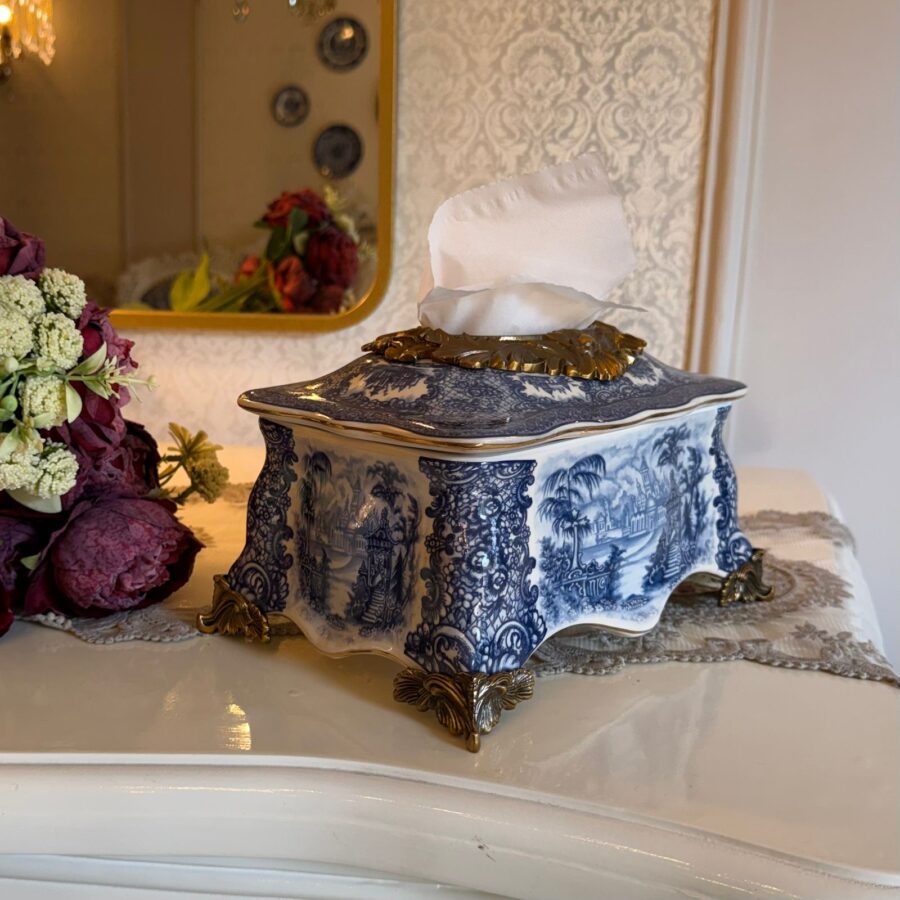 "English Staffordshire Tissue Holder"