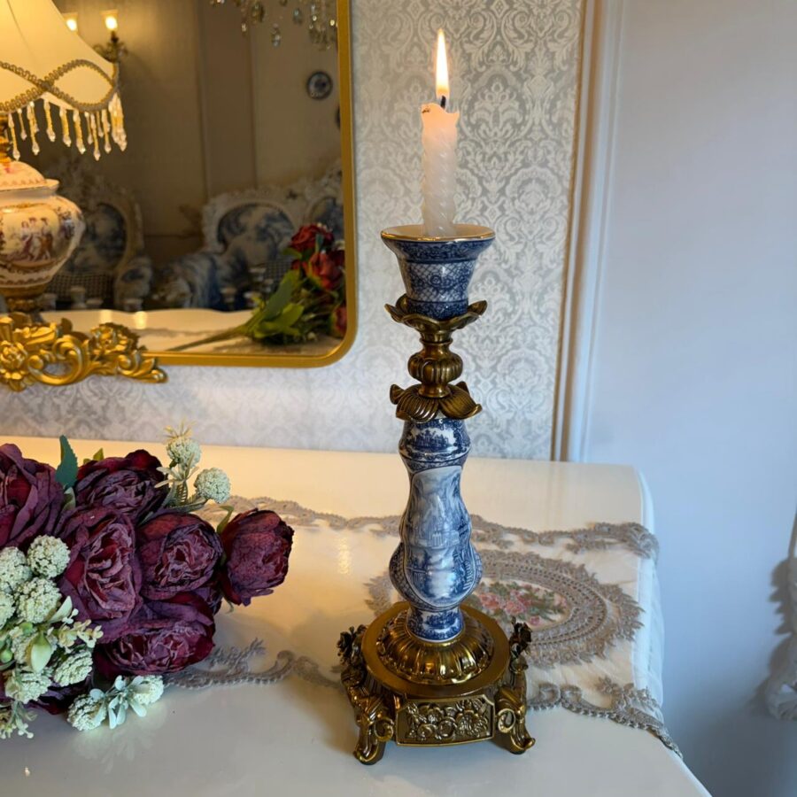 English Staffordshire Single Candle Holder