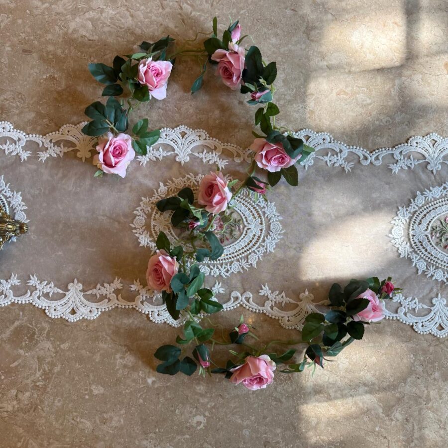 "Timeless Blooming Rose Vine Drapery"