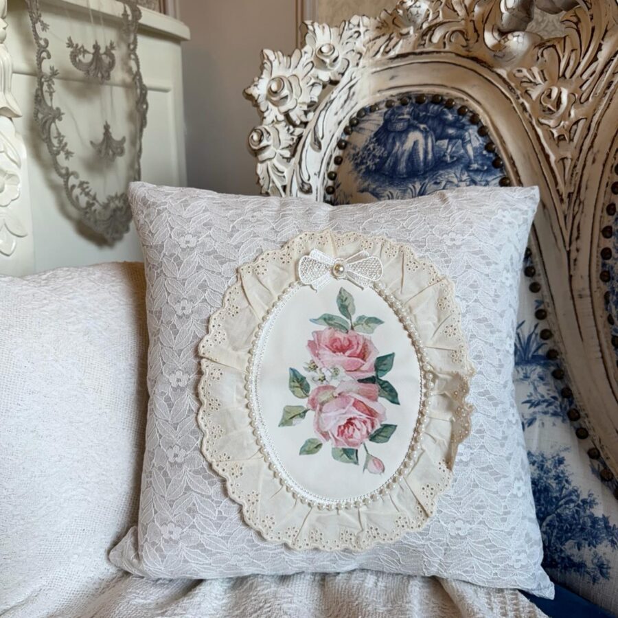 Amelie Rose White cushion