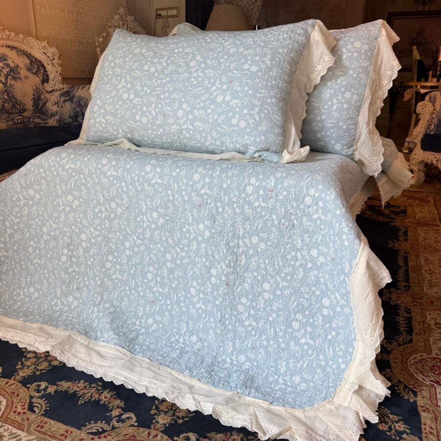 Bleu Jardin Quilted Bedcover Set
