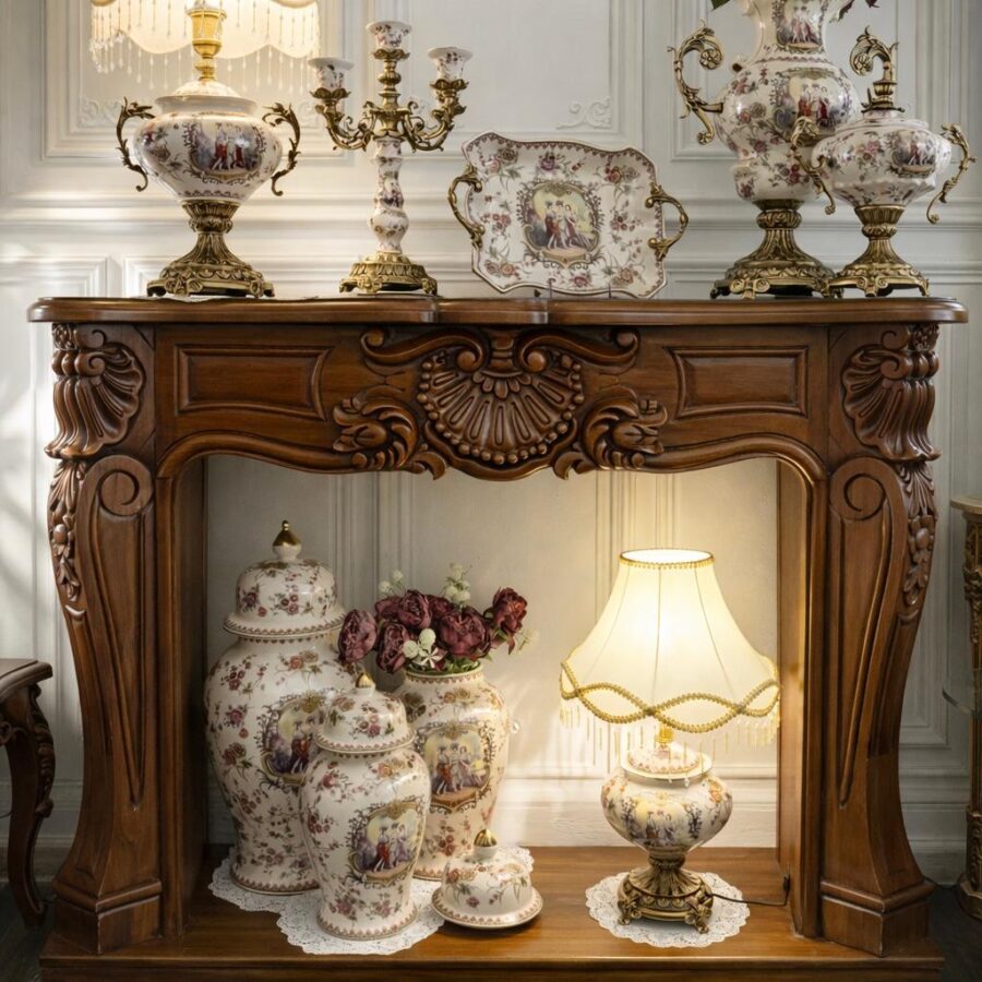 Carved fireplace Mantle inspired by Louis XV era