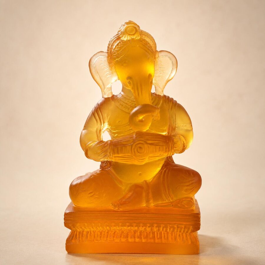Frosted Crystal Ganesha with Hand Drum