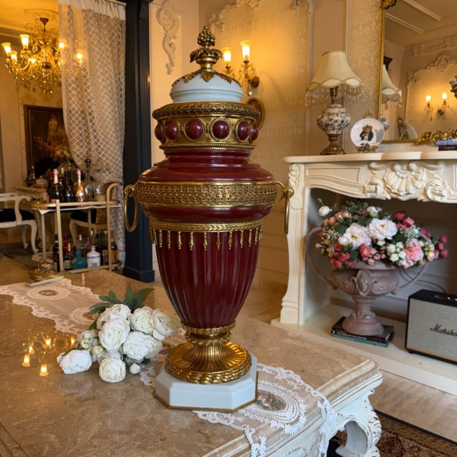 Bordeaux Lidded Decorative Urn