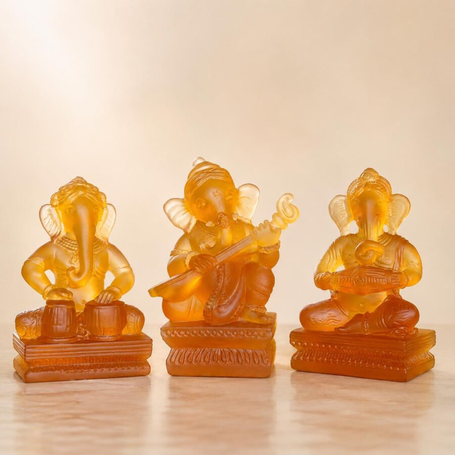 Frosted Crystal Ganesha Collection  Set of 3pcs