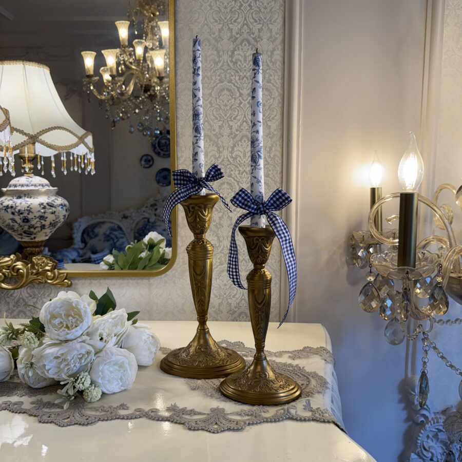 Heritage Bow Candle Holders Pair