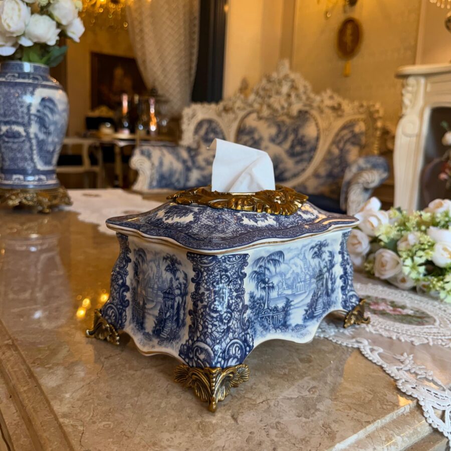 "English Staffordshire Tissue Holder"