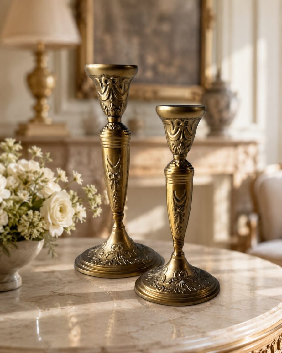 Heritage Bow Candle Holders Pair