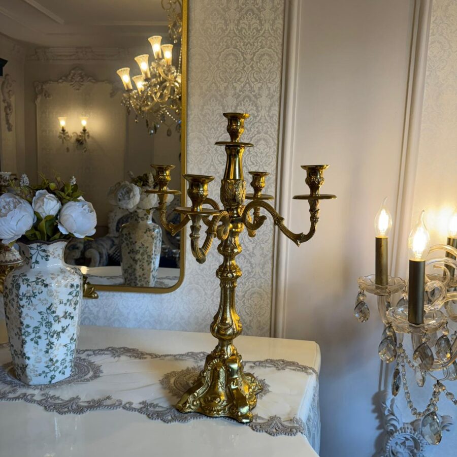 Grand Five-Arm Metal Candelabra