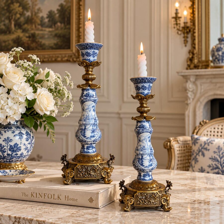 English Staffordshire Single Candle Holder