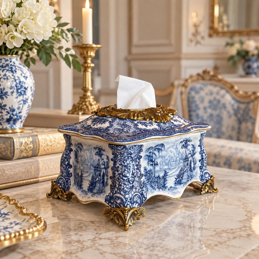 "English Staffordshire Tissue Holder"
