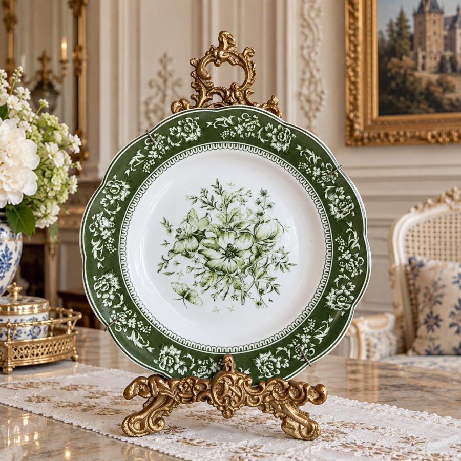 "Jardin de Vert Green Floral, 9"plate