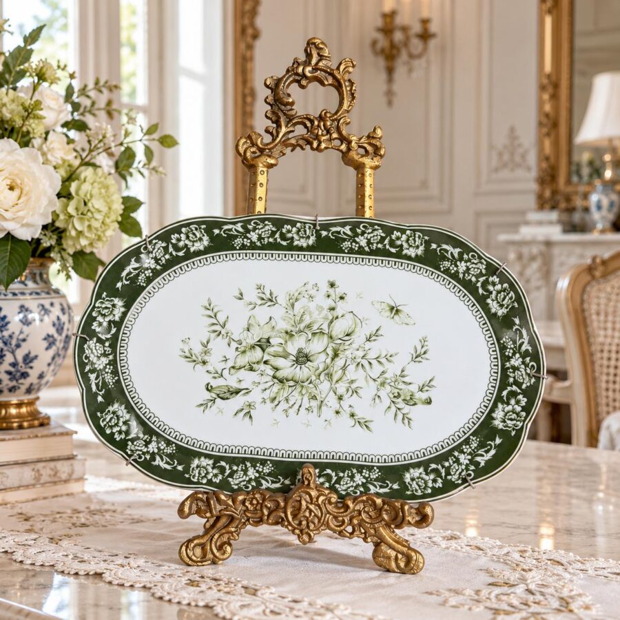"Jardin de Vert Green Floral,11.5"platter