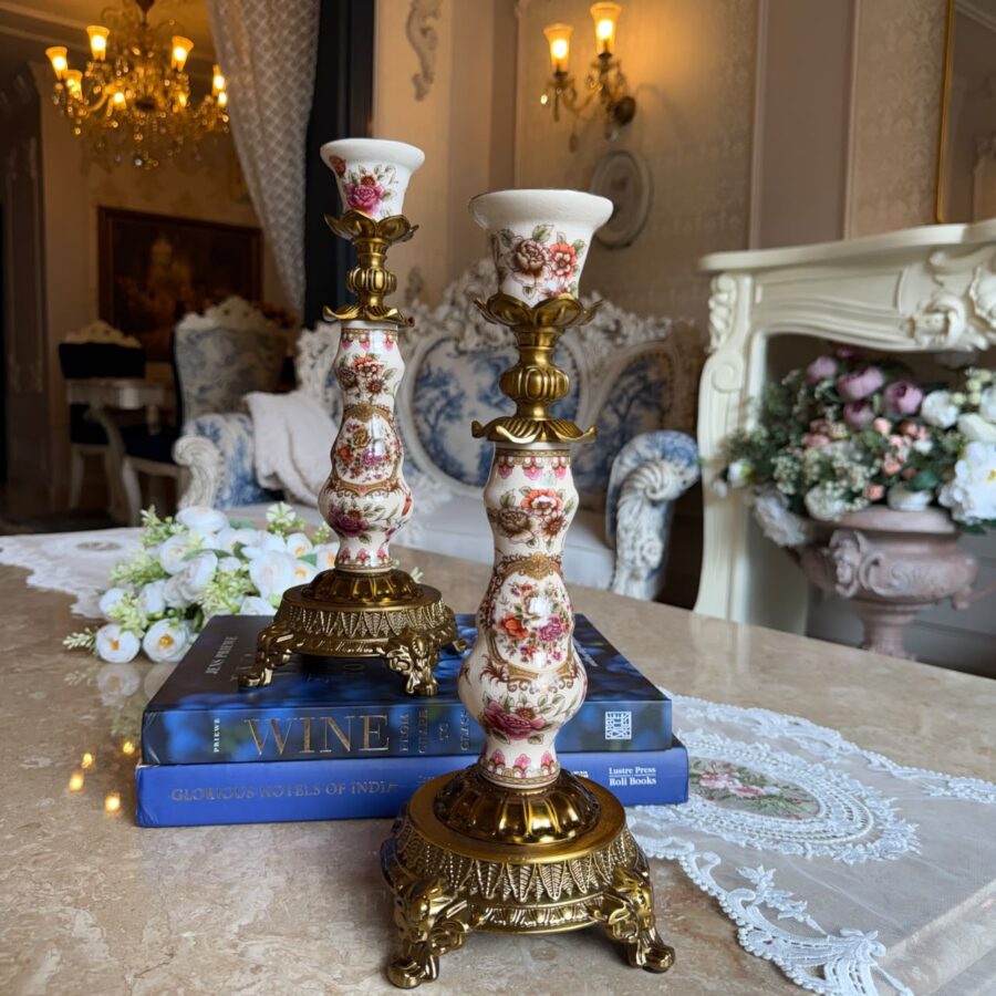 Rococo-Style Floral Candle Stand