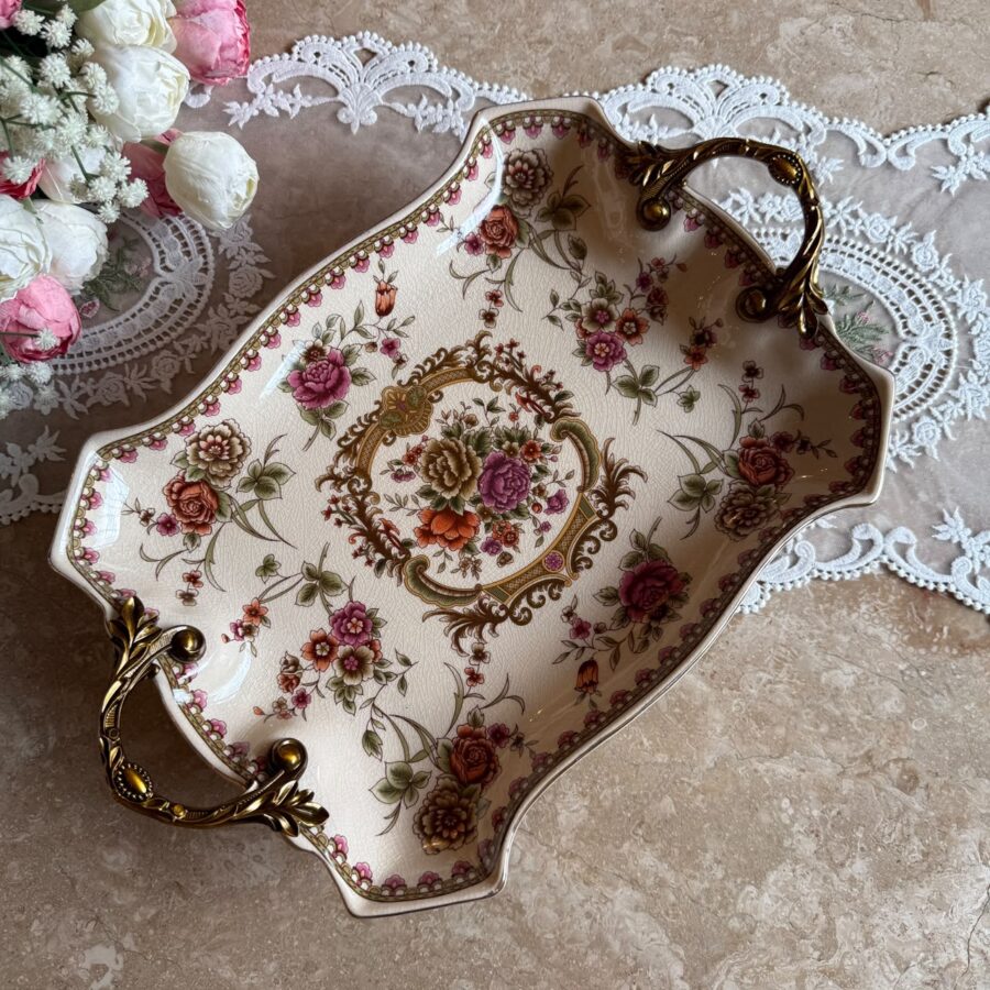 Rococo-Style Floral Decorative Tray