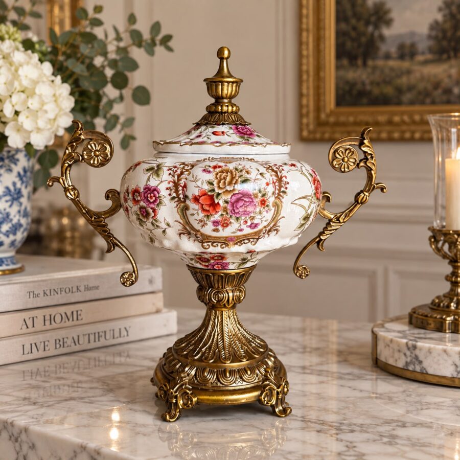 Rococo-Style Floral Jar