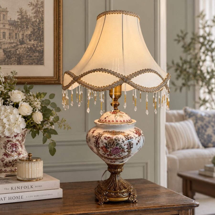 Rococo-Style Floral Table Lamp