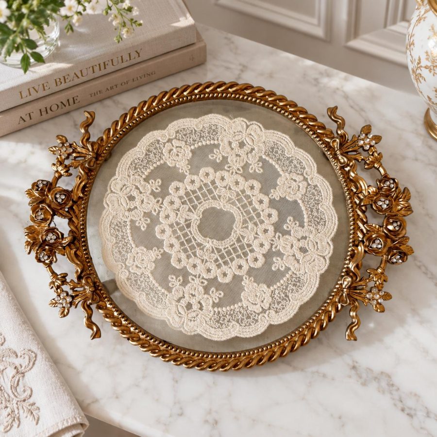 Antique Floral Lace Tray
