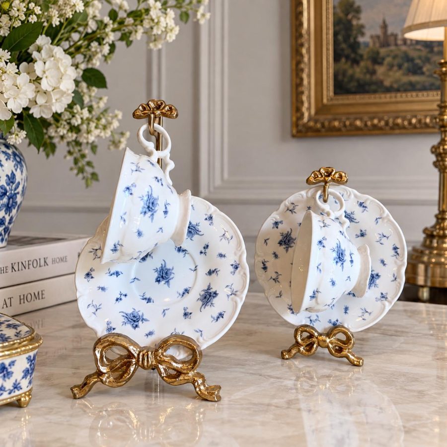 Antique Bow Cup & Plate Stand