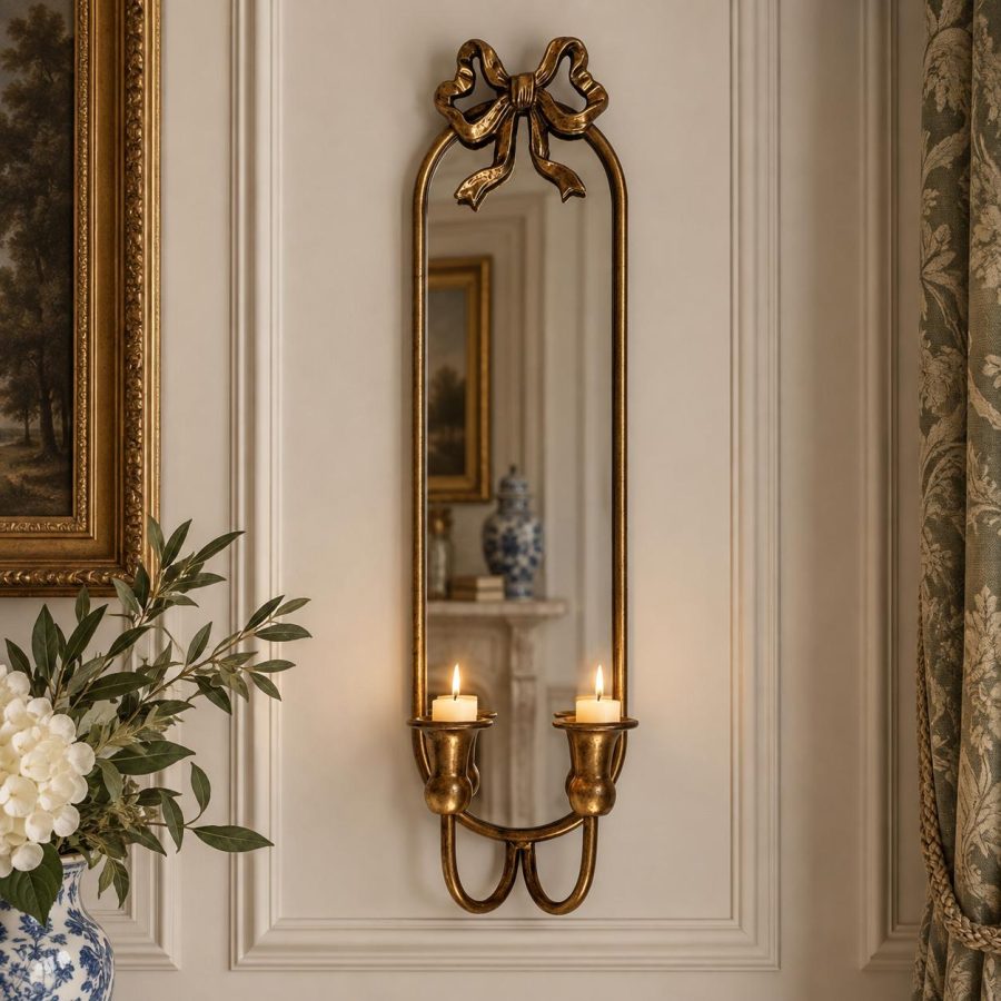 Kensington Bow Mirror Wall Candle Stand