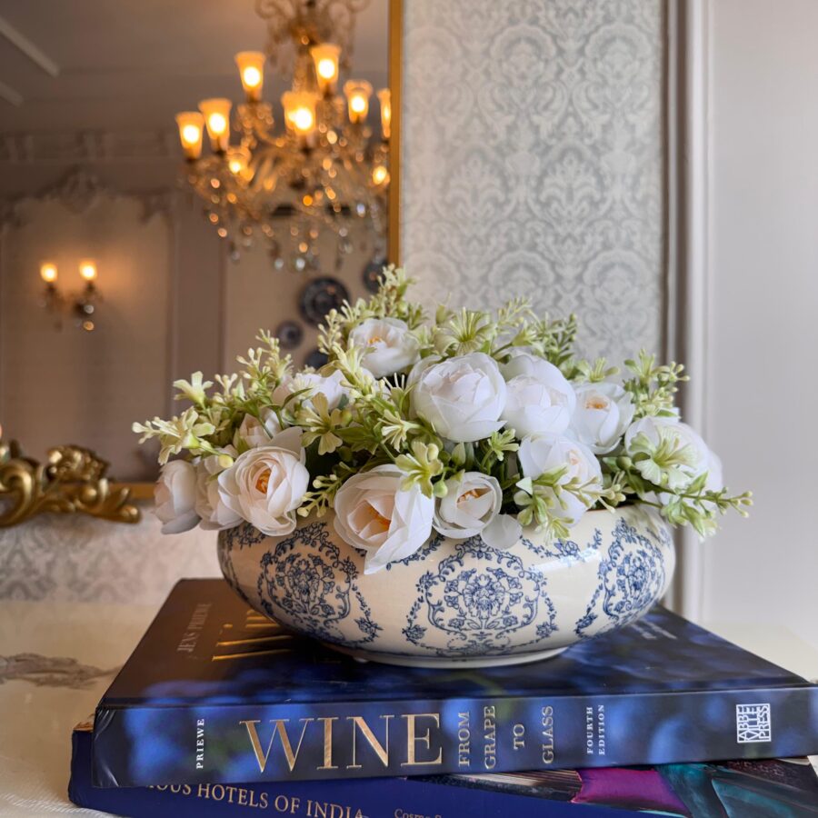 Carmela Flat Bowl/Vase blue